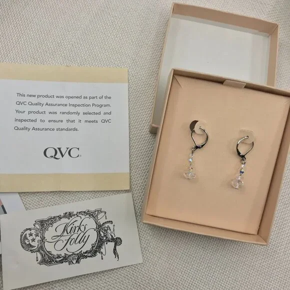 Authentic Kirks Folly Simulated Diamond 925 Sterling Silver Dangle Earrings - Picture 6 of 8